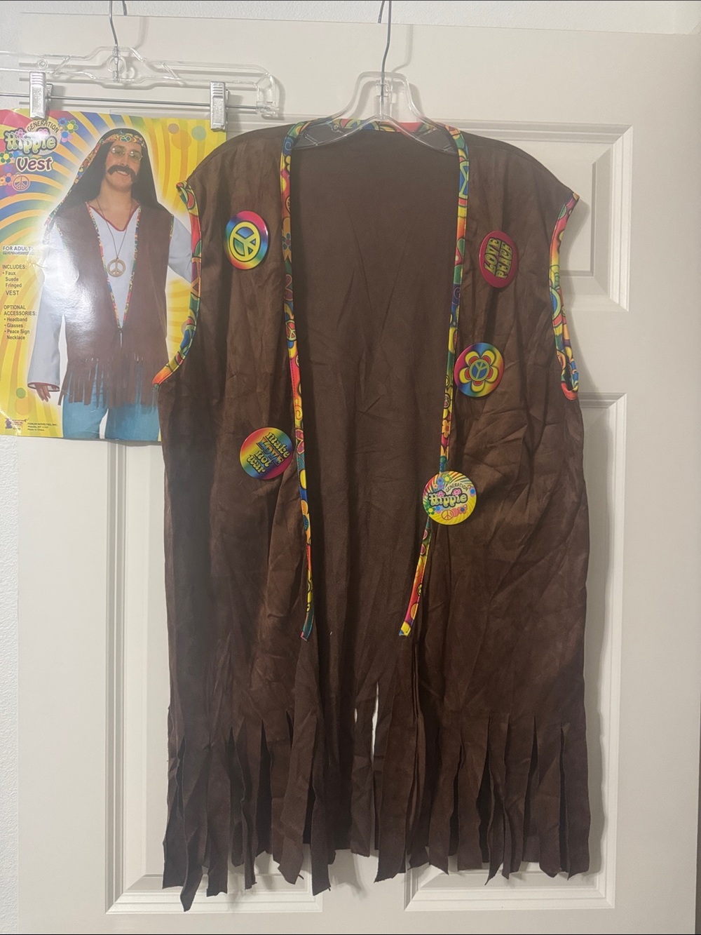 Adult Brown Hippie Fringe Vest Costume